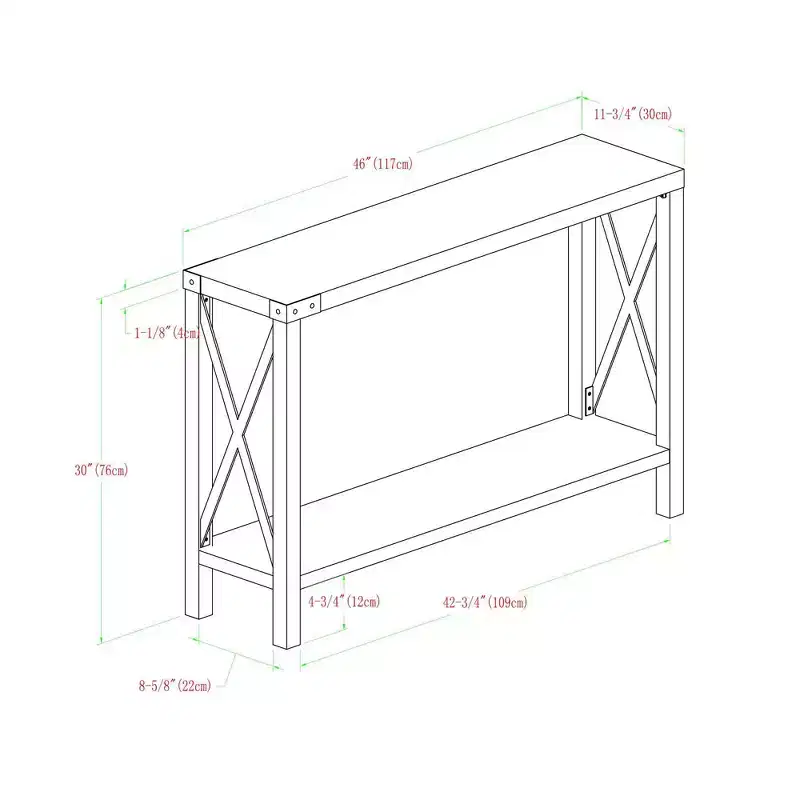 Sophie Rustic Industrial X Frame Entry Table - Saracina Home