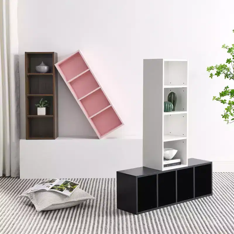 70.9 in.Tall Wood 4-Shelf Standard Bookcase with Shelves (Set of 2)