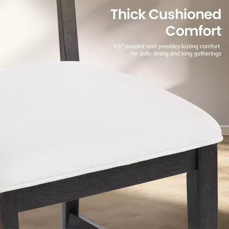Solid Wood Farmhouse Upholstered Counter Height Bar Stools with Curved Back