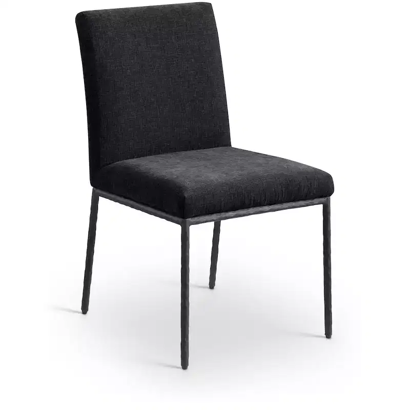 Meridina Furniture,Reeves Black Chenille Fabric Upholstered Dining Side Chair, Set of 2