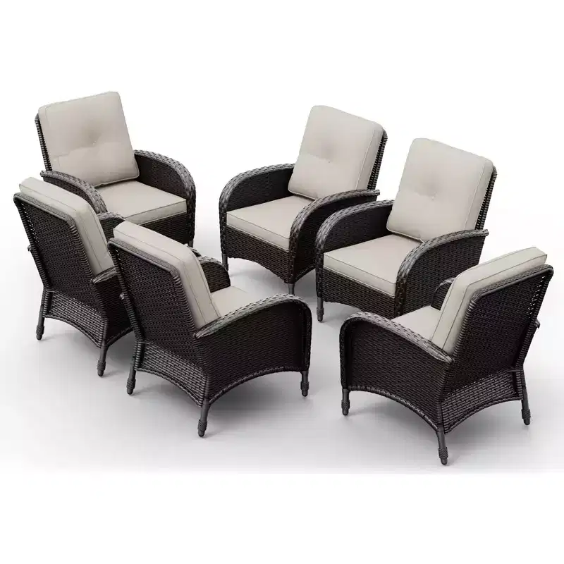 UPTIOT 6-Piece Outdoor Wicker Chair Set with Premium Olefin Cushions