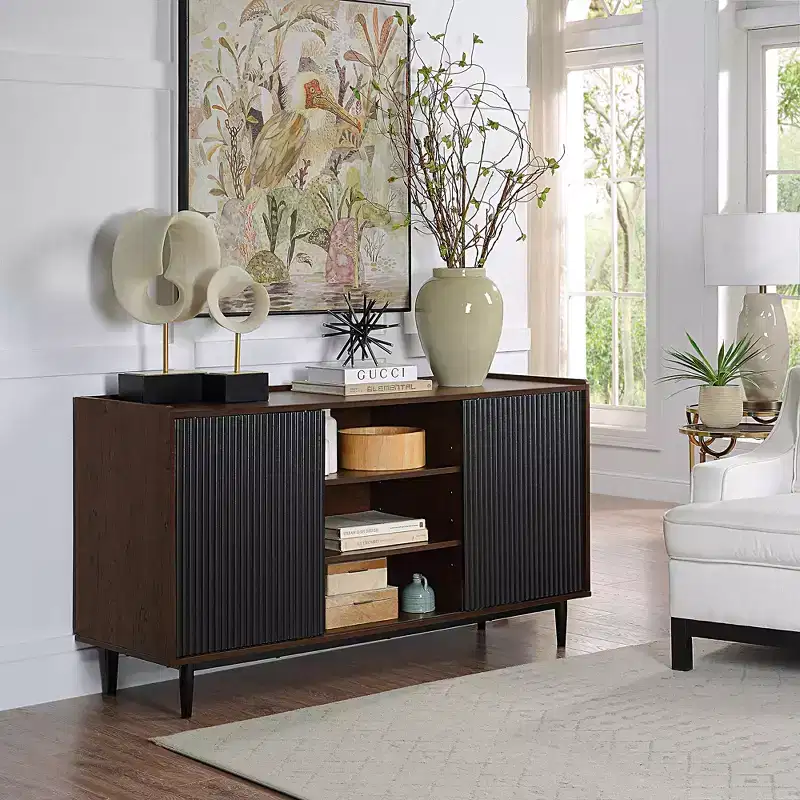 59 Mid-Century Modern 2-Door Sideboard Buffet with Metal Legs