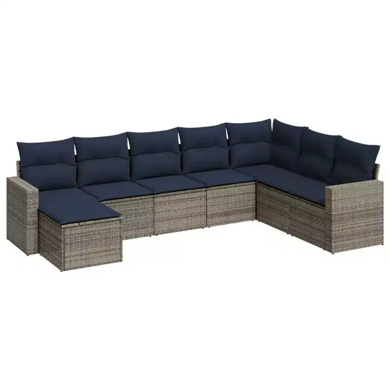 vidaXL 8 Piece Patio Sofa Set with Cushions Poly Rattan