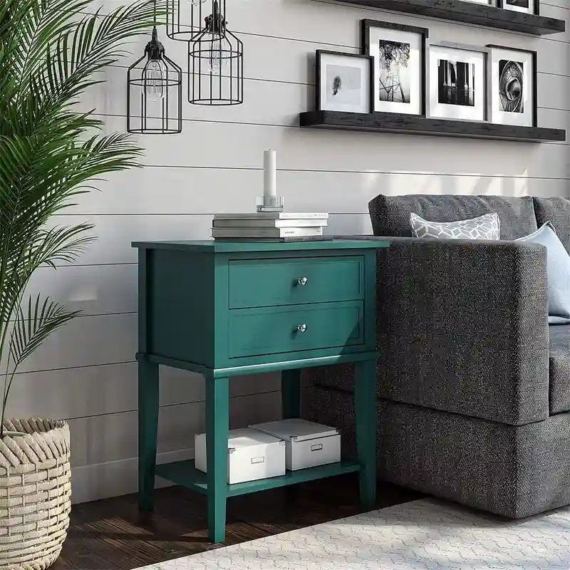 Franklin Accent Table 2 Drawers Black