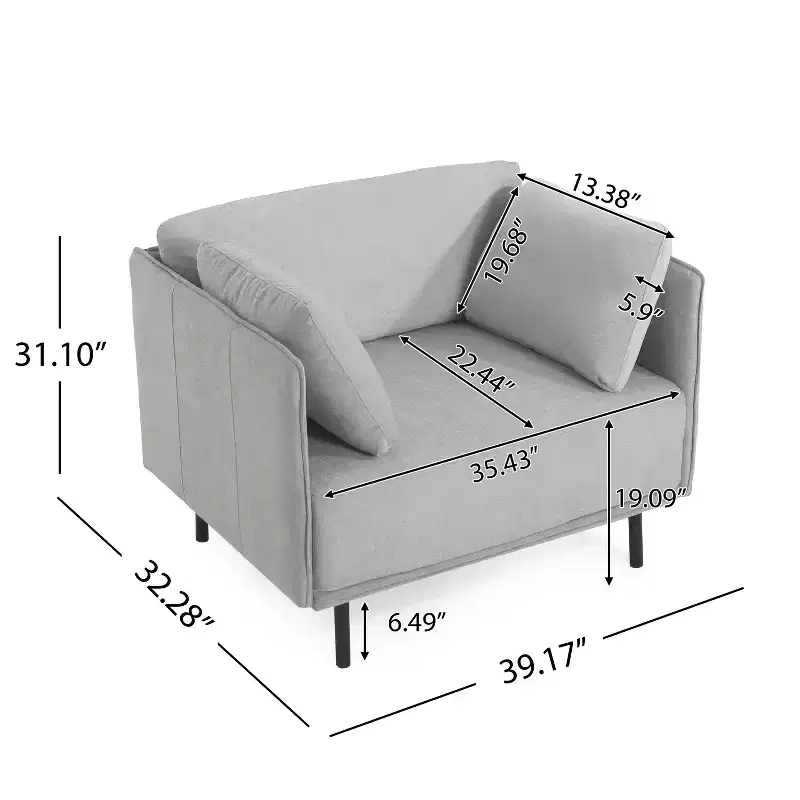 Polyester & Solid Wood Lounge Chair 31.1''H x 32.28''W x 39.17''D