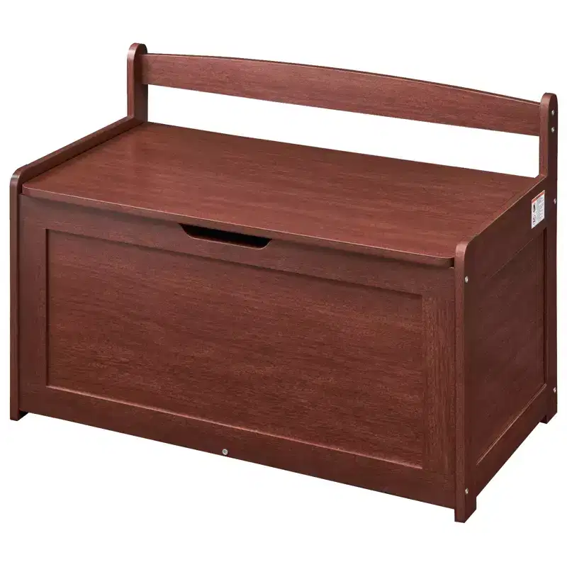 Wooden Toy Chest for Kids, Toddler Toy Storage Box with Flip-Top Lid and Safety Hinge, 32.68 x 17.91 x 24.02 Inch, Cherry