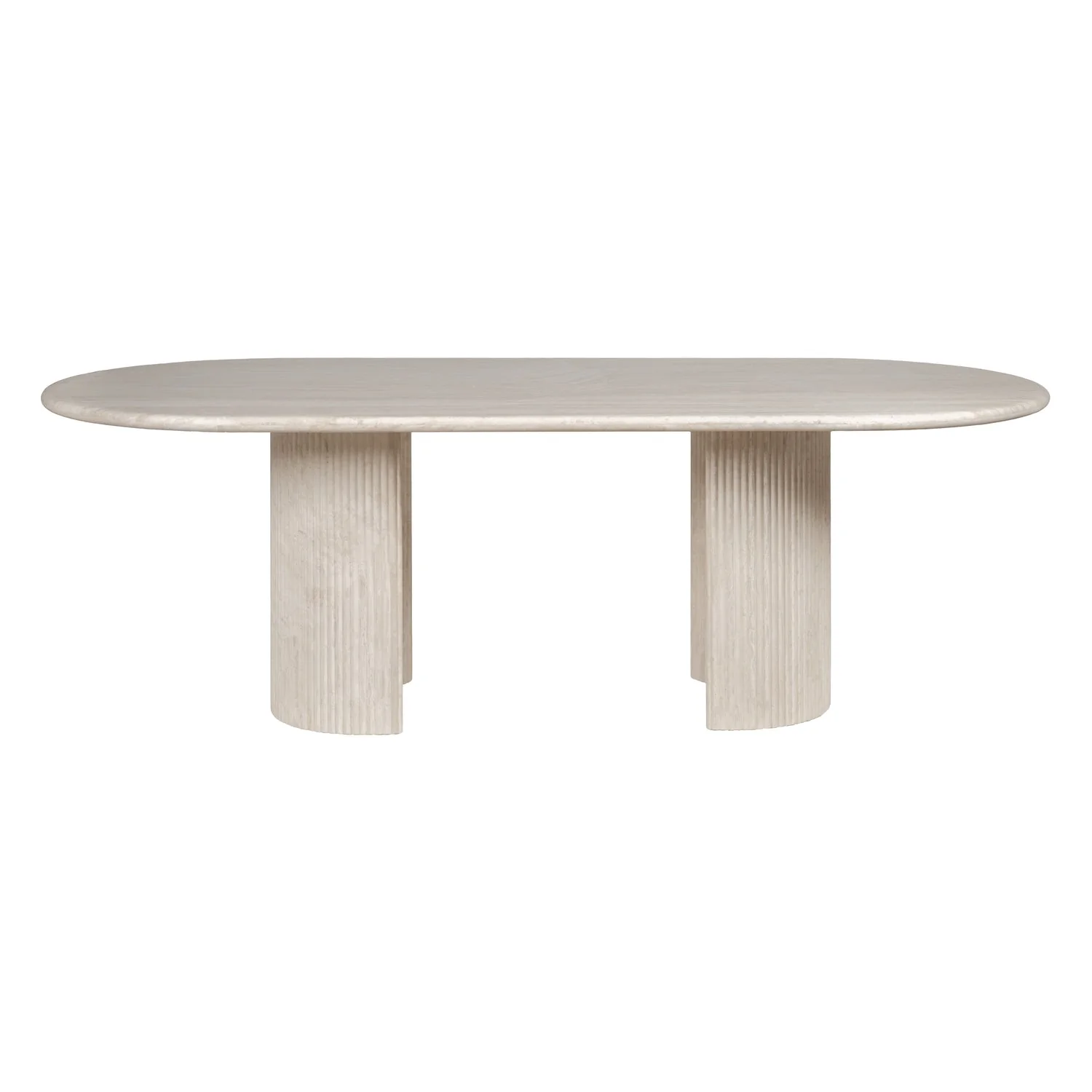 Statement Travertine Dining Table with Twin Pedestal Base for Dining Rooms
