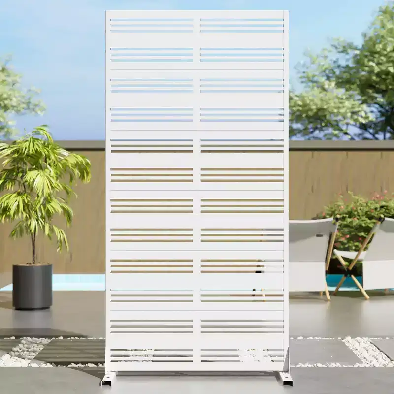 MAYEERTY Harold Wide-Narrow B Louvered White Galvanized Steel Room Divider, 72x35x16, 6-Piece Modern Decorative Privacy Screen