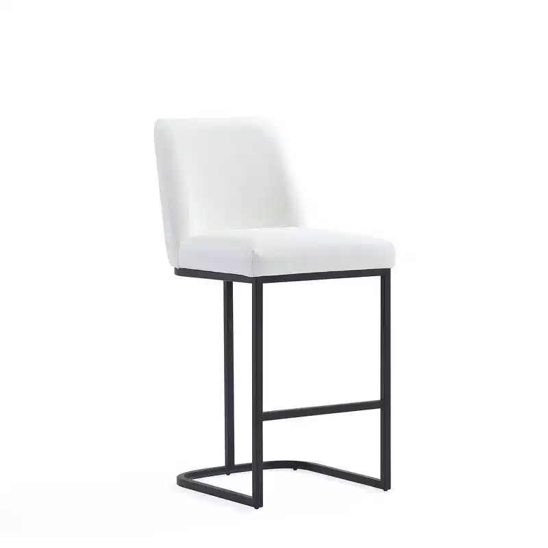 Leatherette Upholstered Metal Counter Height Barstool, Modern Kitchen or Bar Stool