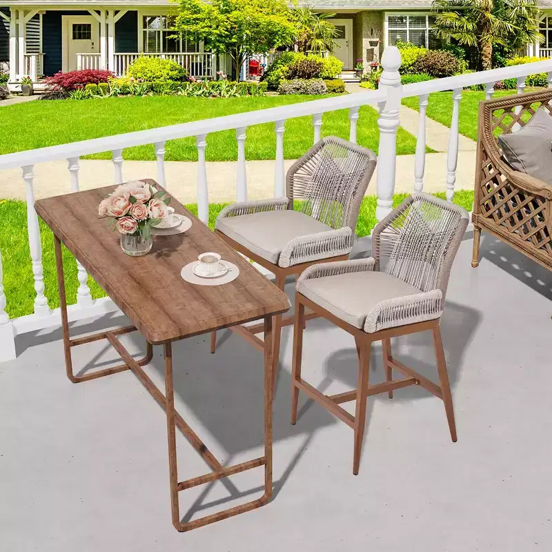 Counter Height Bar Stools Set of 2 - 24.8 H Rattan Bar Stools, Home Back Dining Chair, Modern Patio Bar Stools with Backrest and Arm