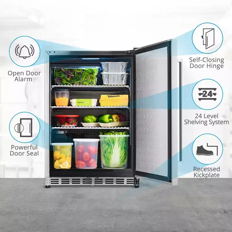 Newair 24 5.3 Cu. Ft. Commercial Built-In Stainless Steel Beverage Fridge - 23.6