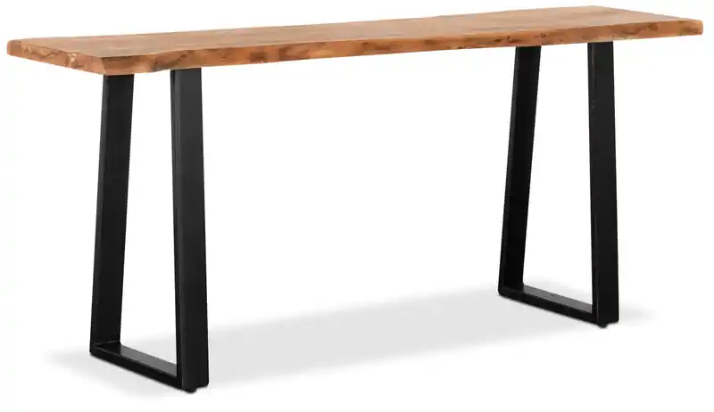 51 Rustic Sofa Table - Brown and Black with Iron Legs