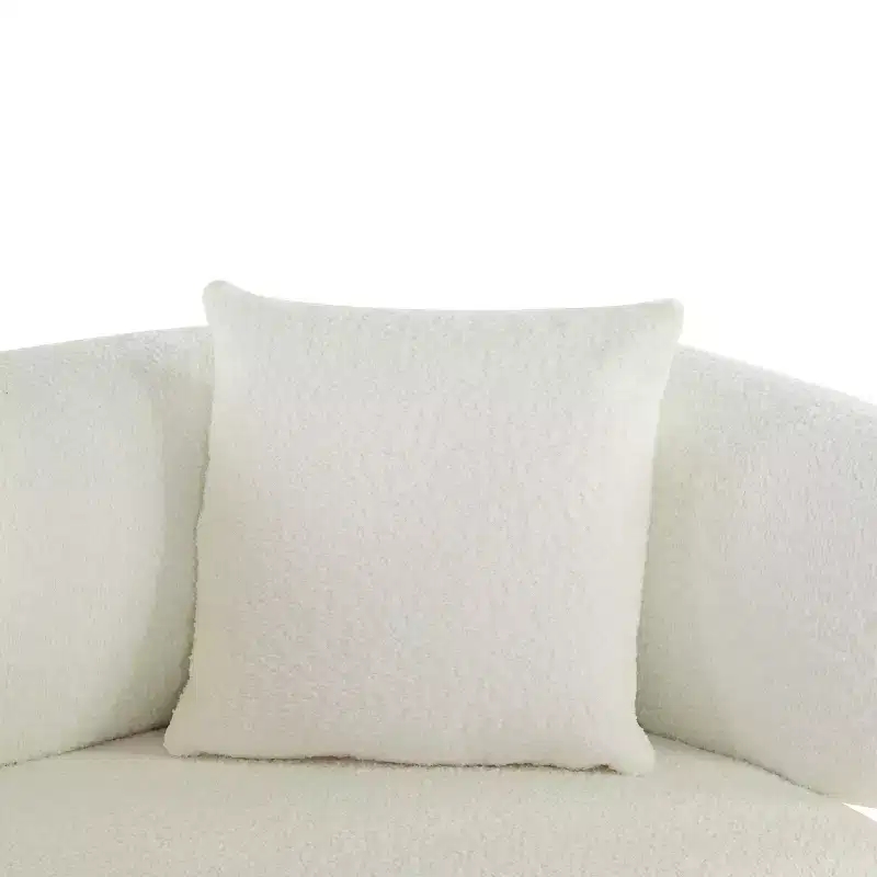 Christopher Knight Home Tadg 82 Rubberwood Boucle Upholstered 3 Seater Curved Sofa with 3 Pillows and Round Arm