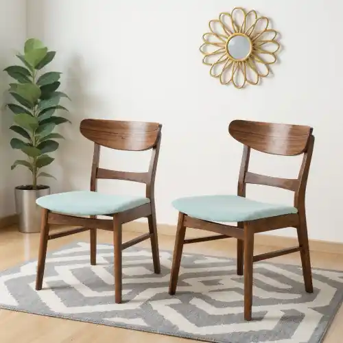 Dining Chair With Cushioned Seat And Solid Rubberwood Frame