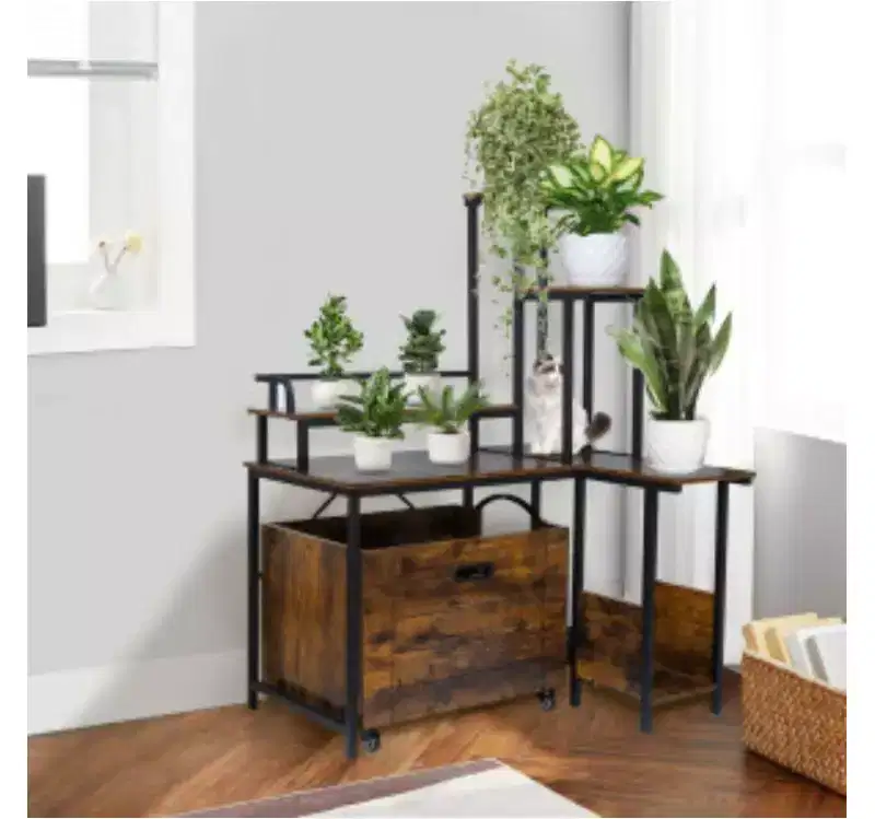 2-in-1 Plant Stand and Cat Litter Box Enclosure