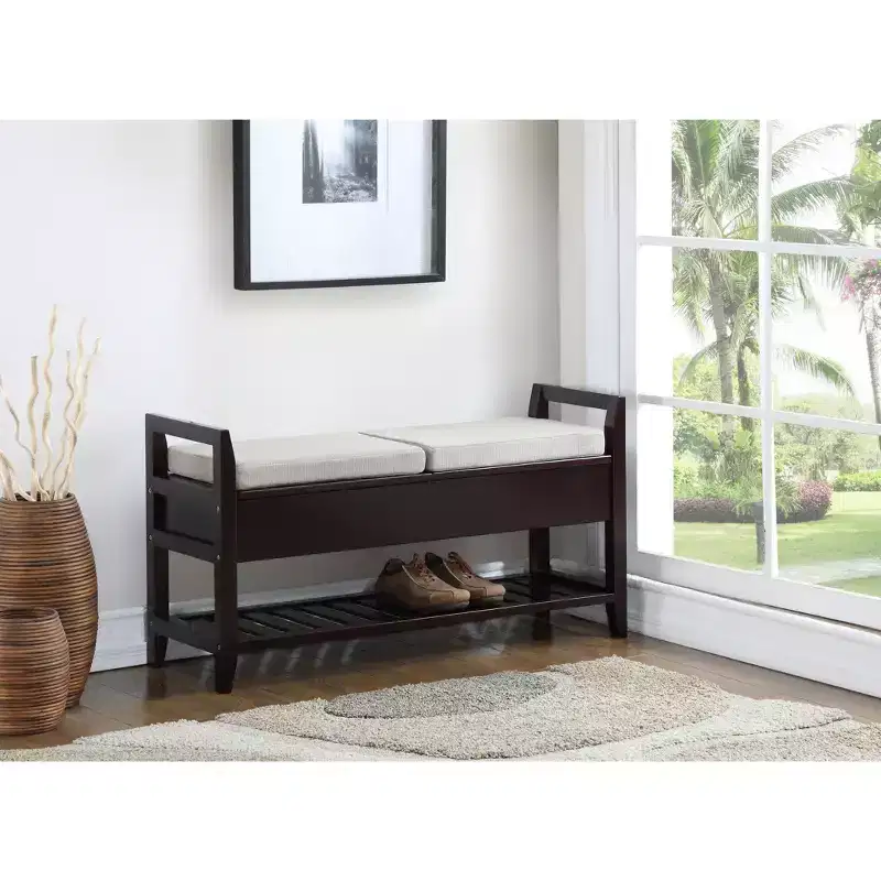 Vannes Espresso Storage Shoe Bench
