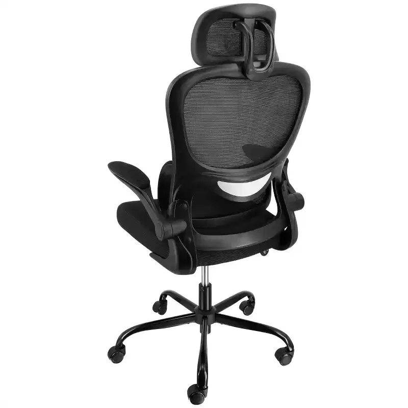 Elama High Back Adjustable Mesh and Fabric Office Chair with Metal Base and Adjustable Head Rest