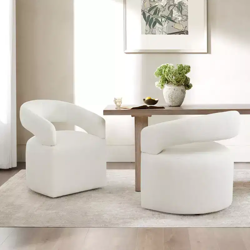 Modern Dining Chair with Casters & Open Back