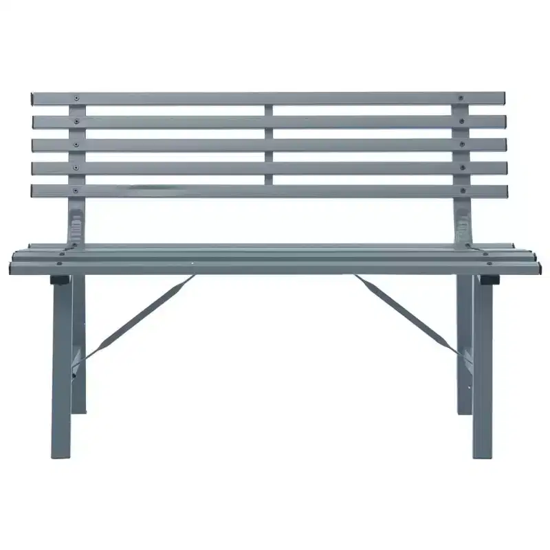 vidaXL Garden Bench Grey Powder-Coated Steel Medium Garden Bench