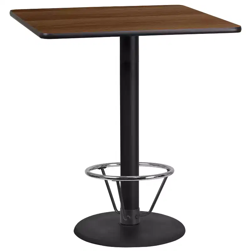 Emma and Oliver 36 Square Laminate Bar Table with 24 Round Foot Ring Base
