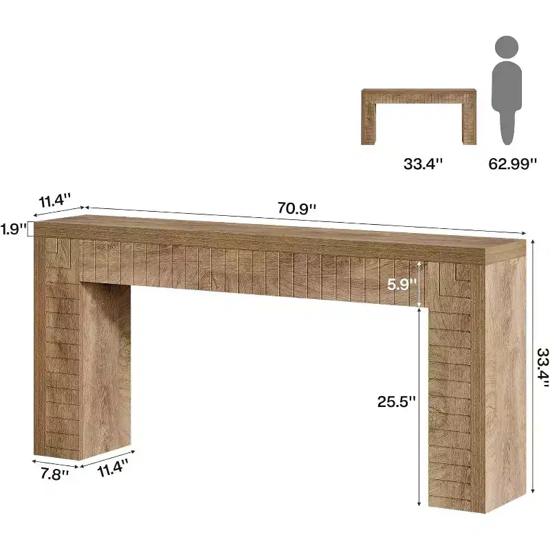 Lantine 70.9-Inch Extra Long Console Table for Entryway, Narrow Sofa Table Behind Couch, Suitable for Hallway, Foyer, Living Room