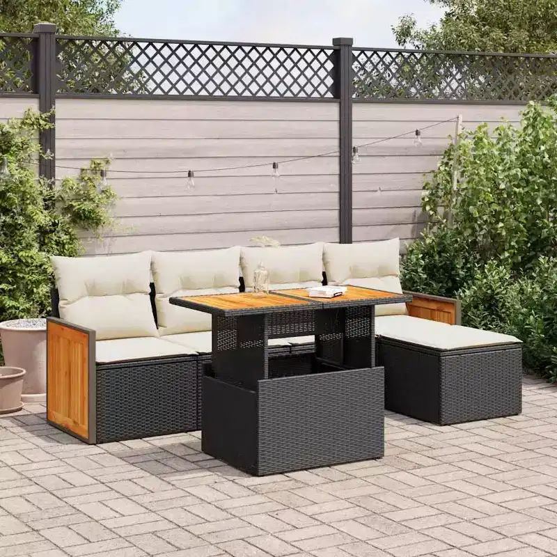 vidaXL Outdoor Sofa Set with Cushions - and Poly Rattan