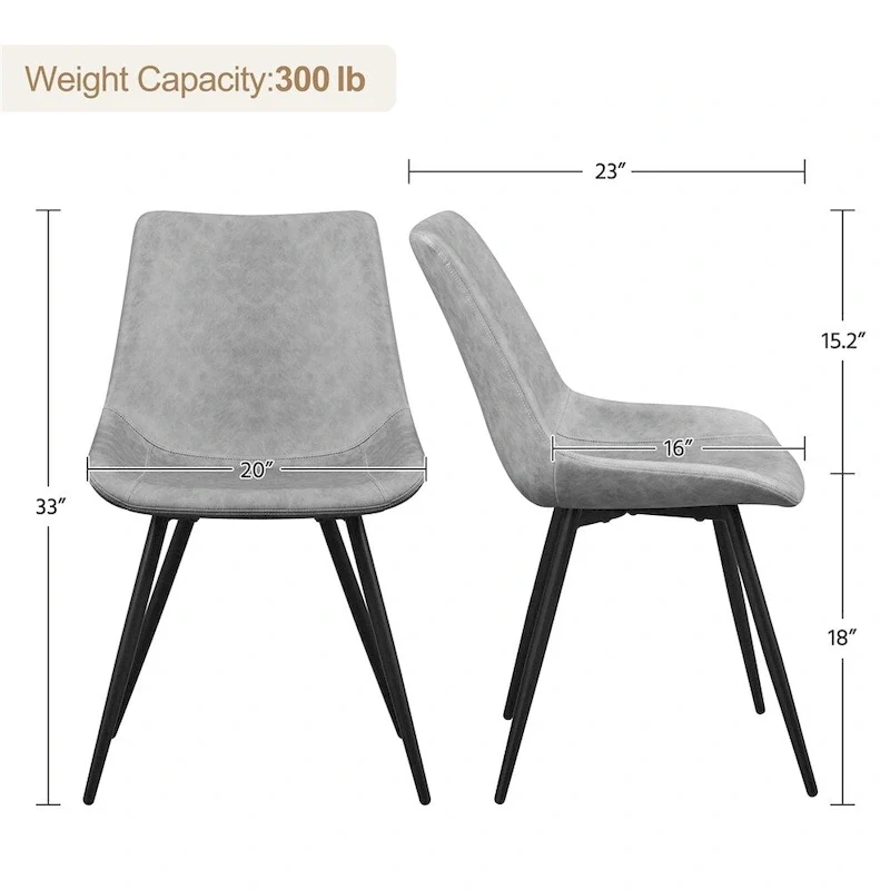 Yaheetech 2PCS Faux Leather Dining Chairs With Metal Legs - N/A