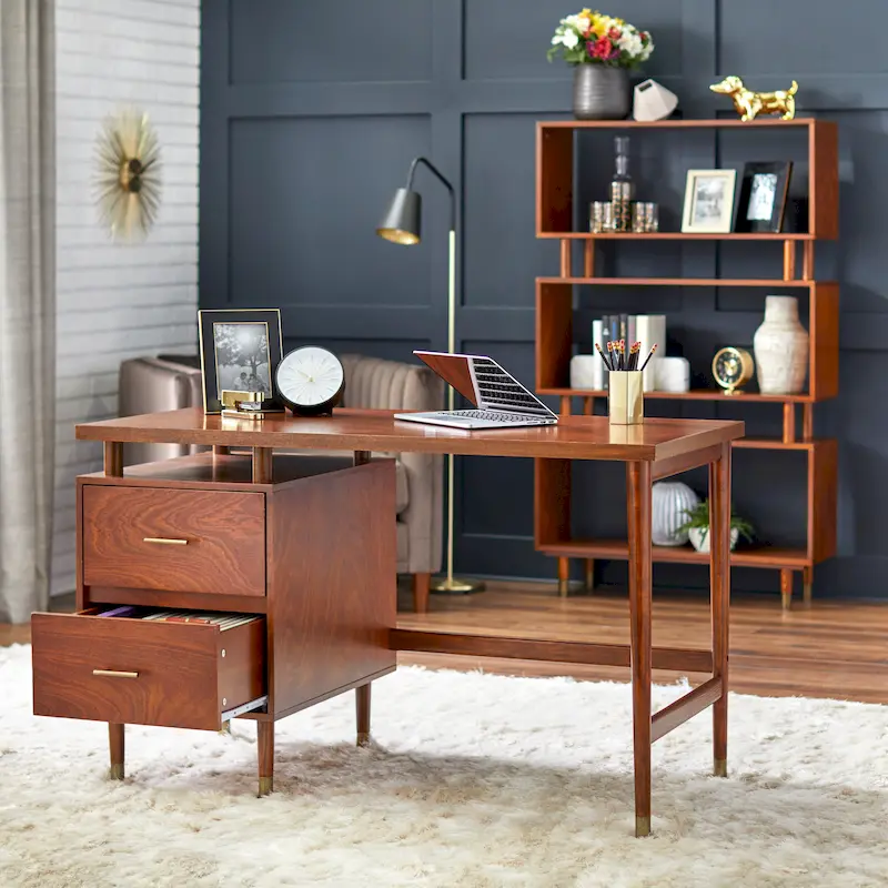 2-Drawer Mid-Century Modern Desk