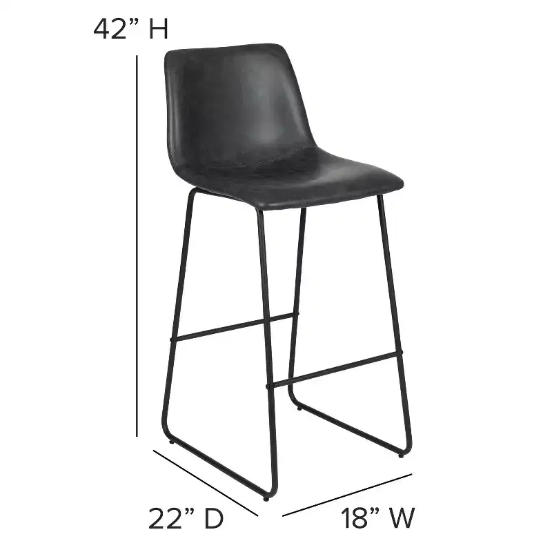Merrick Lane 30 inch Faux Bar Height Bucket Seat Stools, Set of 2
