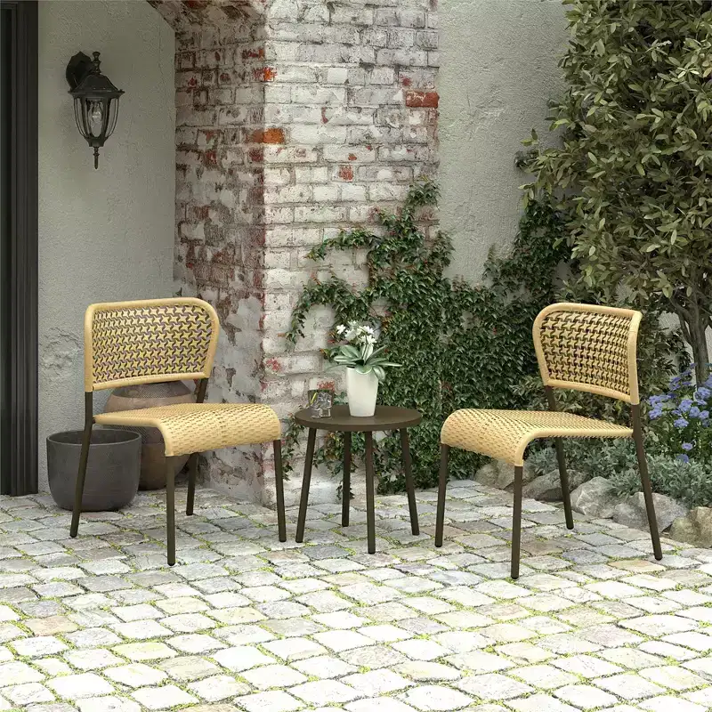 Novogratz Briar 3-Piece Wicker Chat Set, Tan