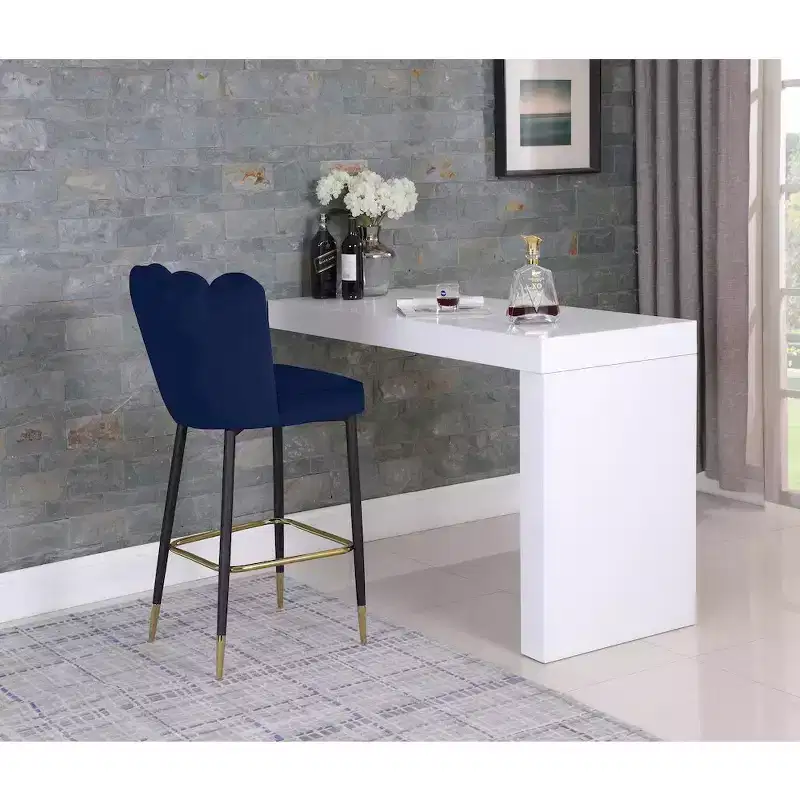 Navy Velvet Stool