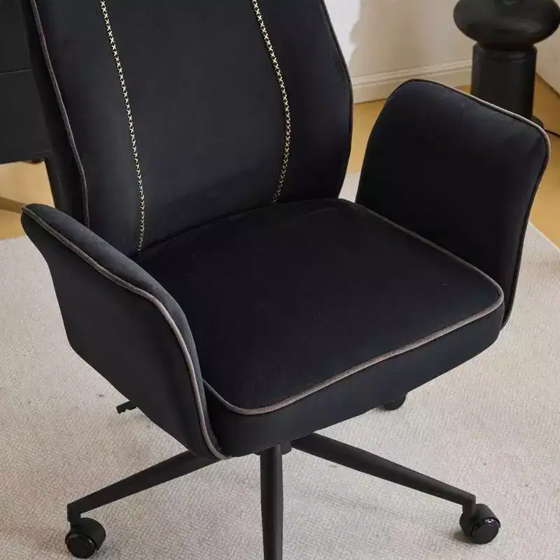Karl Home | 28.5 inch White Velvet Dovetail Swivel Office Chair With Wheels