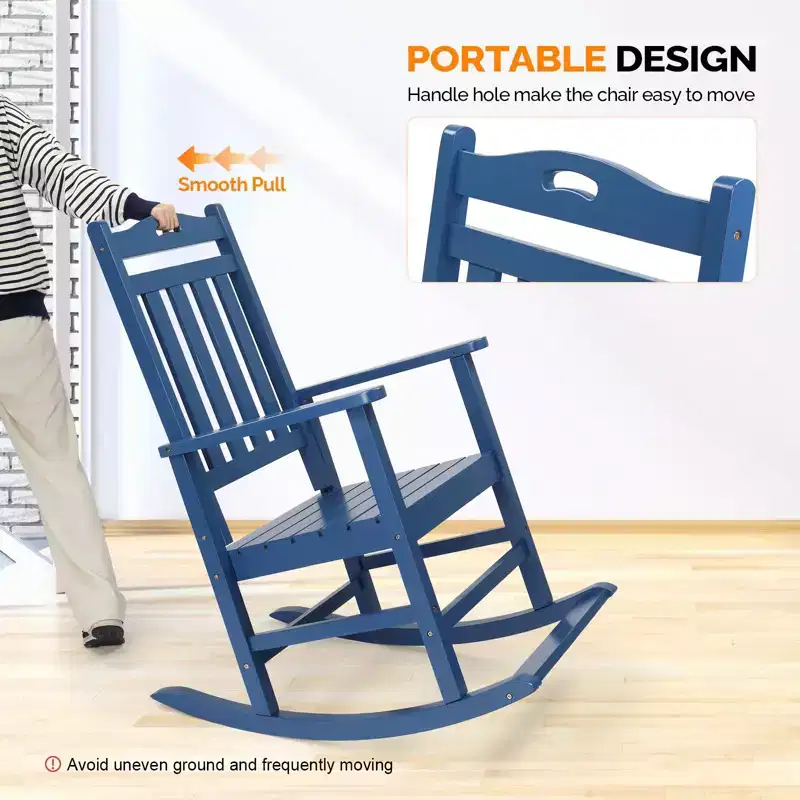 Karl Home | Solid Wood Patio Rocking Chairs with Footrest (Set of 2)