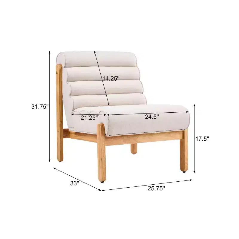 Accent Chair with Solid Wood Frame, Thick Cushioned Seat & Ergonomic Back, Modern Lounge Chair for Living Room Bedroom Reading Nook