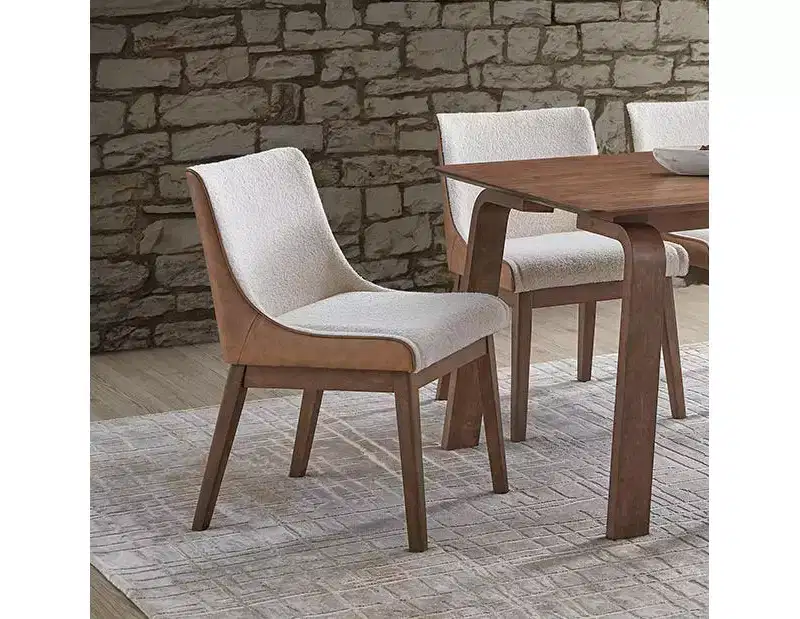 GDFStudio Linda Boucle and Velvet Upholstered Wood Dining Chair (Set of 2)