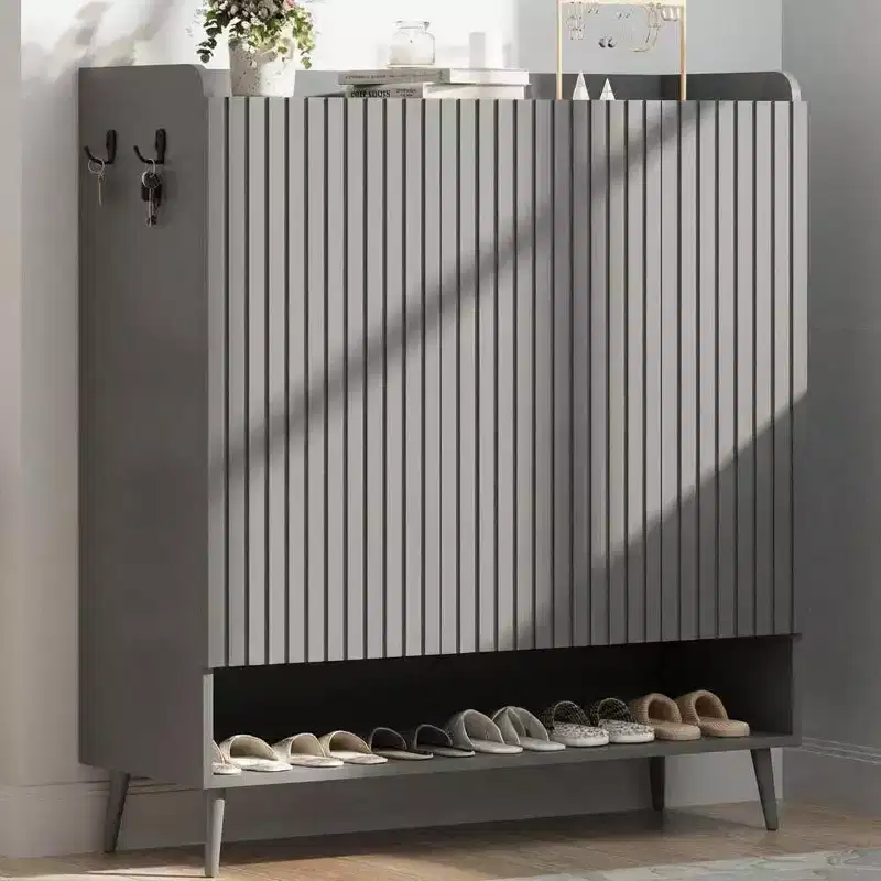 Shoe Cabinet, 30 Pairs Rattan Storage for Entryway, 6-Tier Tall Farmhouse Cabinet With Doors for Hallway Closet