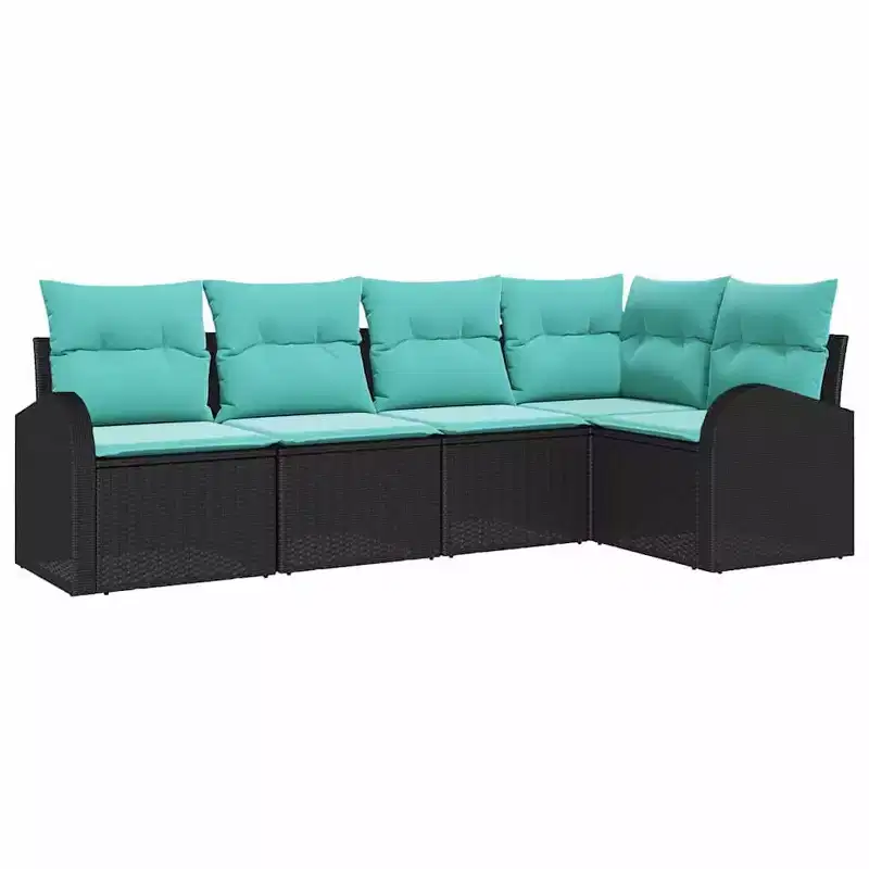vidaXL Garden Sofa Set with Cushion 5 pcs Brown Poly rattan