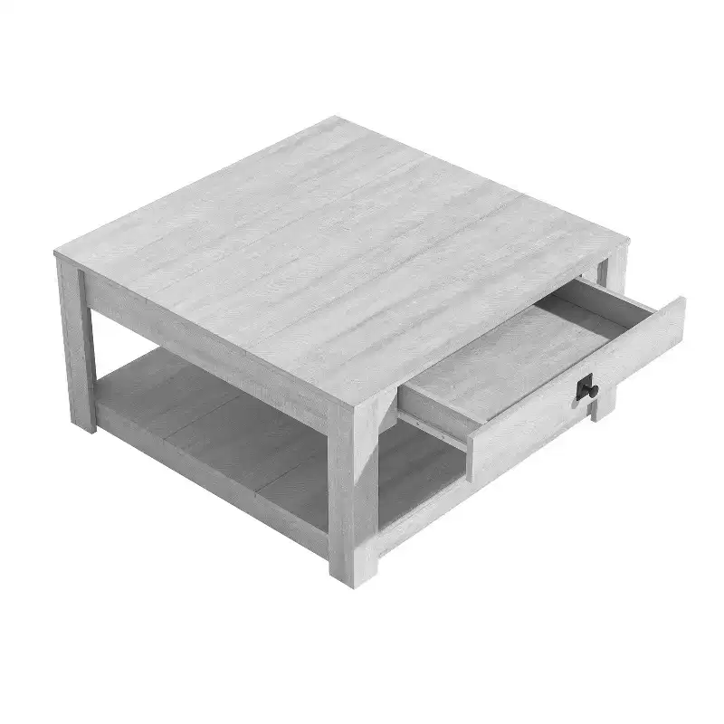 Wood Coffee Table with Drawer Storage 31.5 W  31.5 D  16.3 H