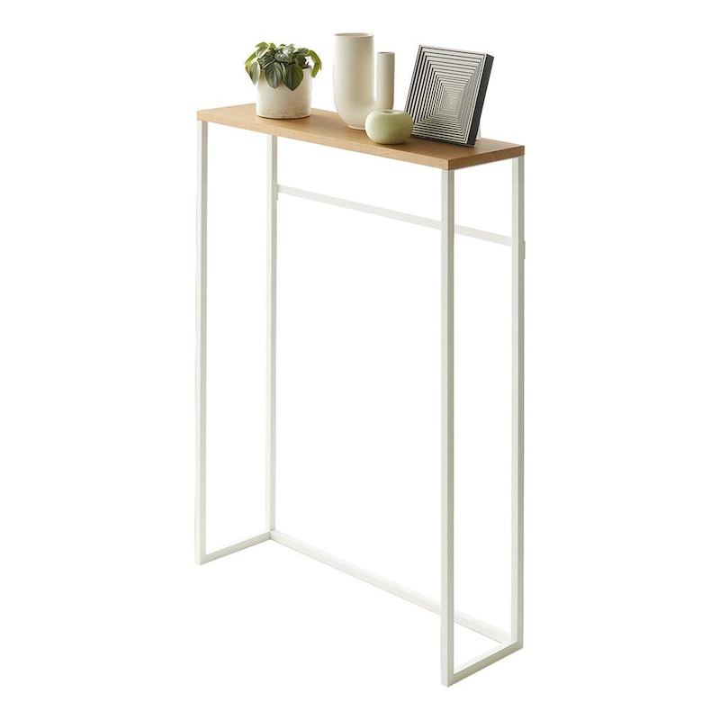 Yamazaki Home Narrow Entryway Console Table, Steel, Holds 11 lbs - L 7.28 x W 23.62 x H 31.69 inches