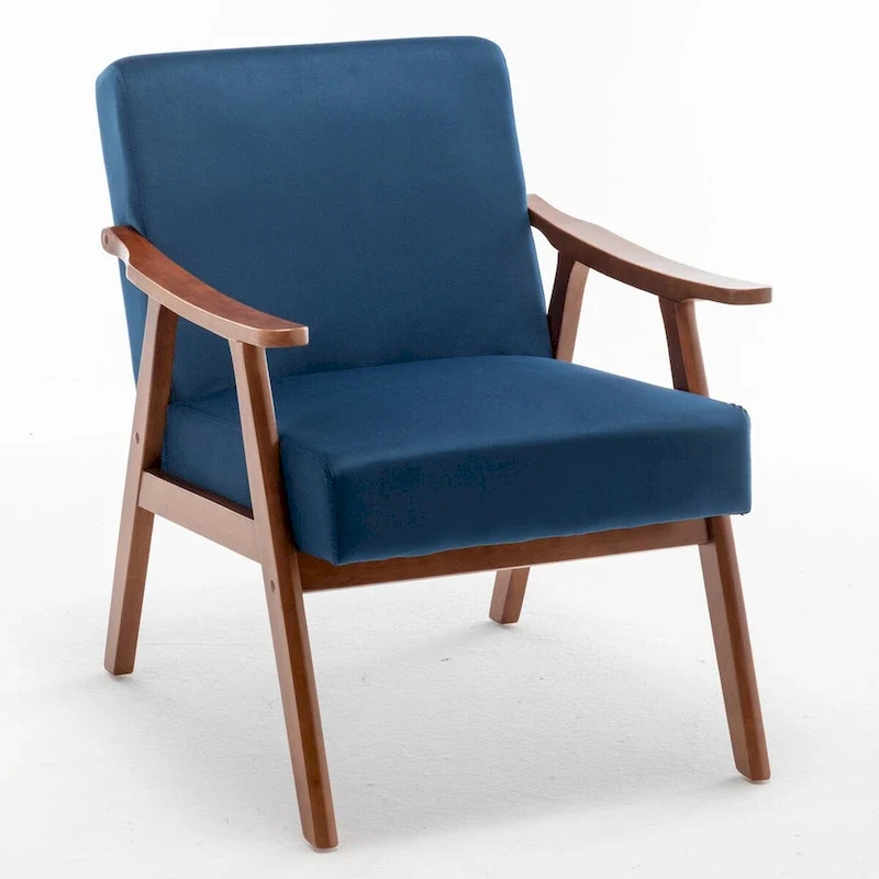 Extra-Thick Backrest Accent Chair with Solid Wood Frame