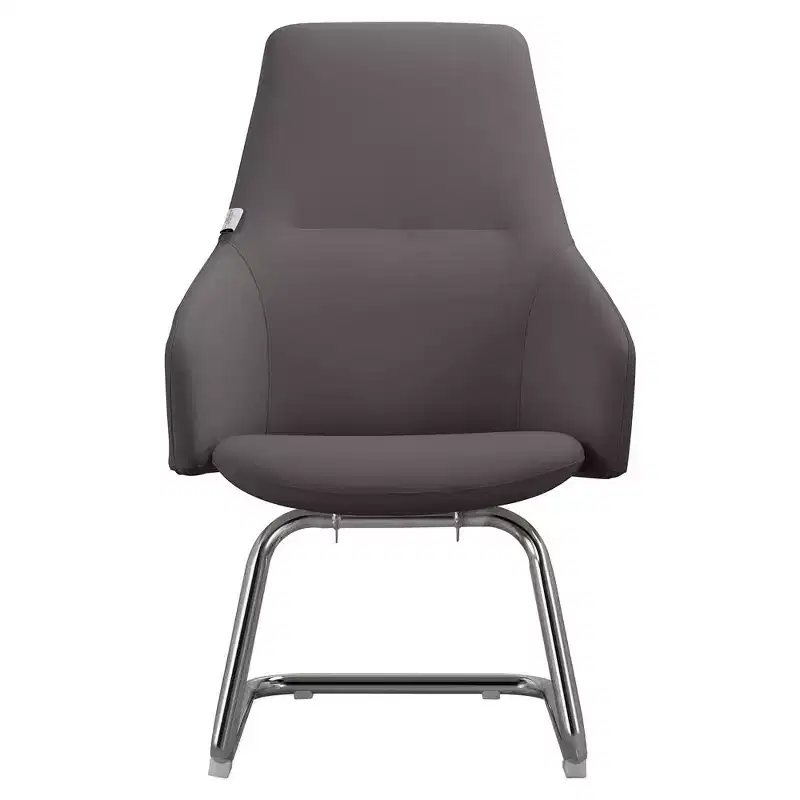 Ergonomic Faux Leather Office Chair Iron Sled Base Adjustable Height 330 lbs Capacity