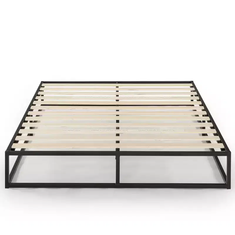 Metal Platform Bed Frame with Slat Foundation, King, Black