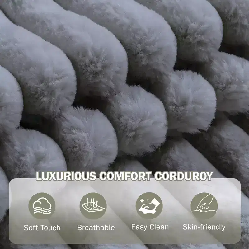 Oversized Chaise Lounge Chair, Corduroy Upholstered Cloud Couch with 3 Pillows & Storage Ottoman
