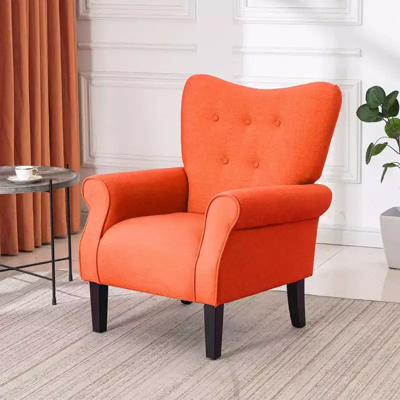 Erommy Mid Century Velvet Tufted Armchair, High Back Accent Chair