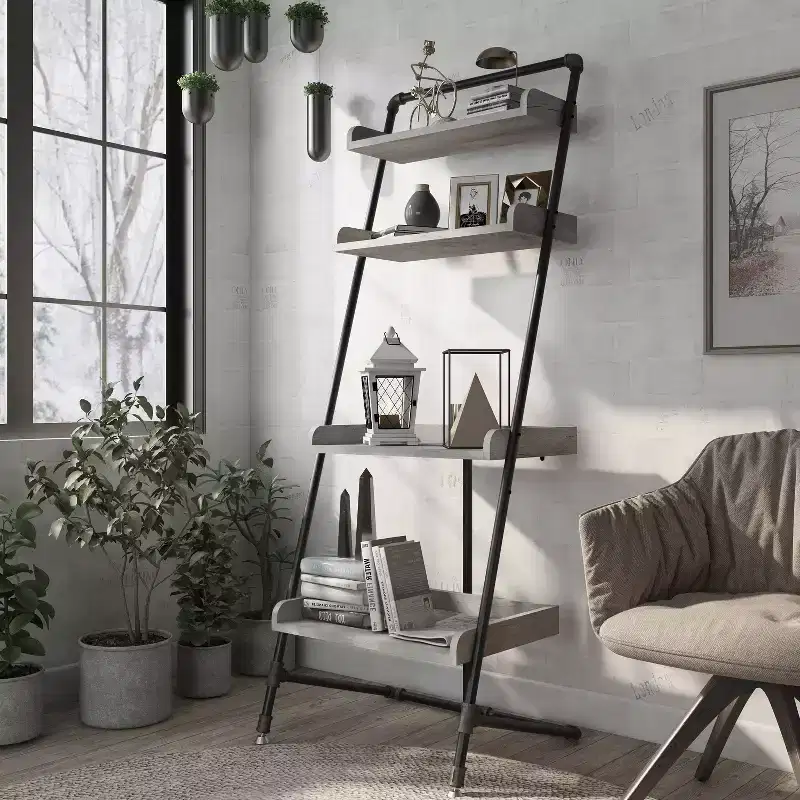 Iron and Wood 4-Tier Ladder Display Shelf 70.86