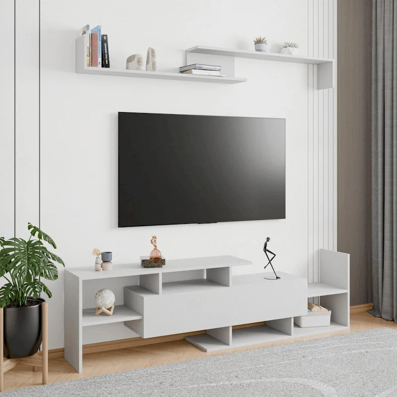 Surrey 60.2 2 Pc 1-Drawer Floating TV Stand Media Console with Open Shelves