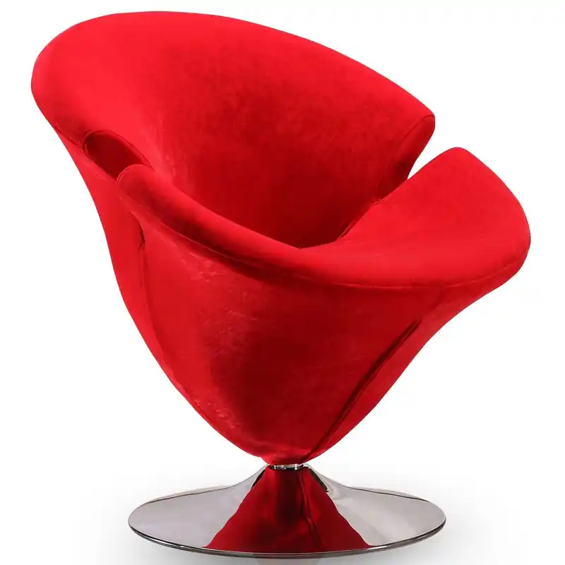 Polished Chrome Velvet Swivel Accent Chair