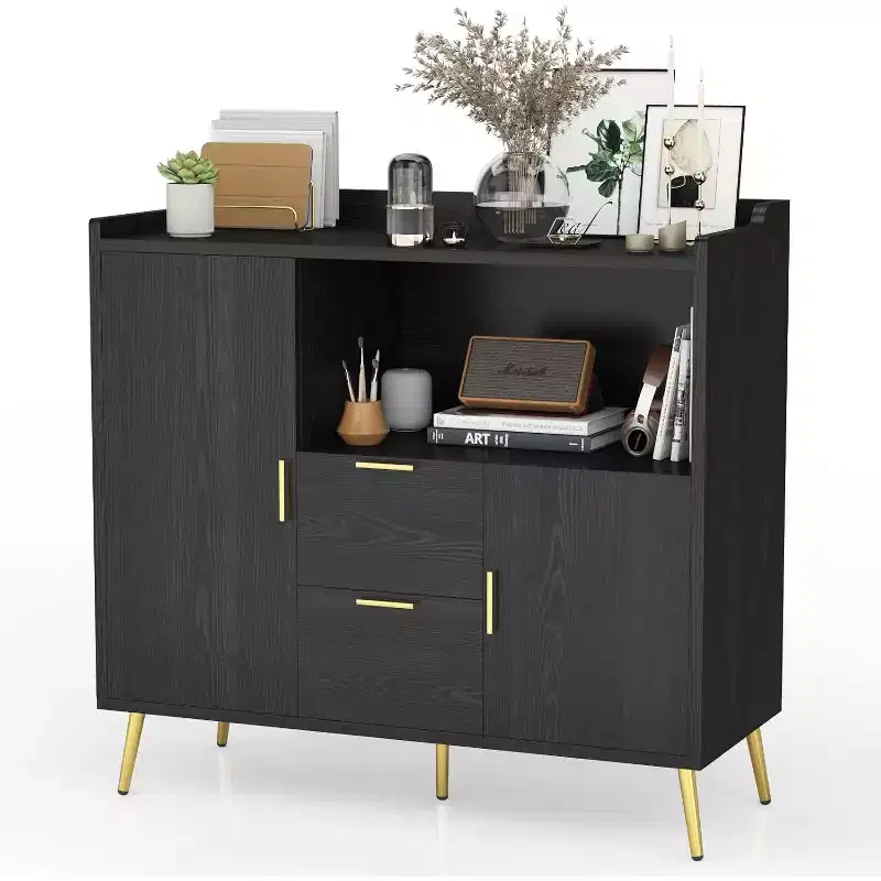 40 Buffet Sideboard Cabinet with Storage, 2 Drawers & 2 Doors, Coffee Bar Kitchen Storage Cabinet for Dining Room, Entryway