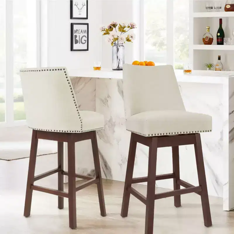 Hyleory 29.5'' Solid Wood Swivel Bar Stool(Set of 2)