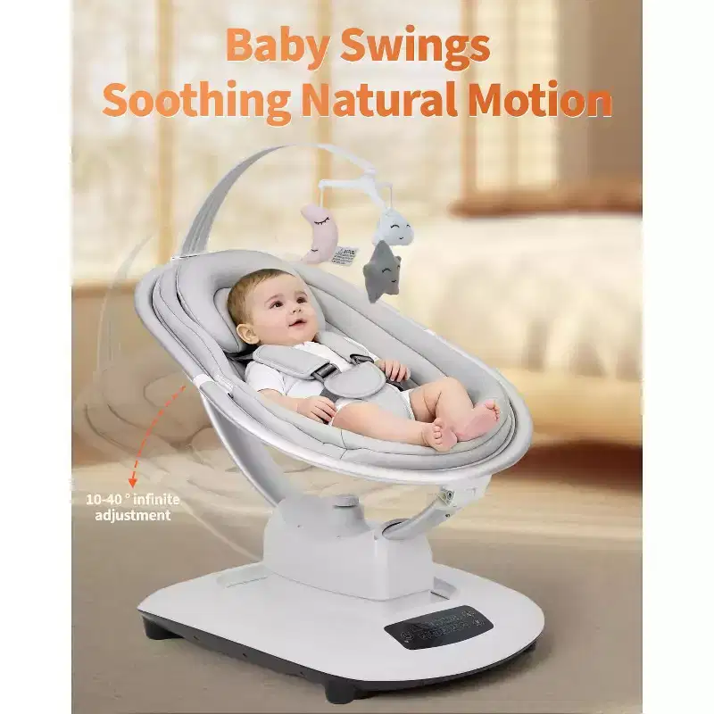 Electric Baby Swings for Toddler, Infant Swing with 5 Motion Modes, Remote Control, Reclining Seat with 5-Point Harness, 5 Preset Music, Khaki